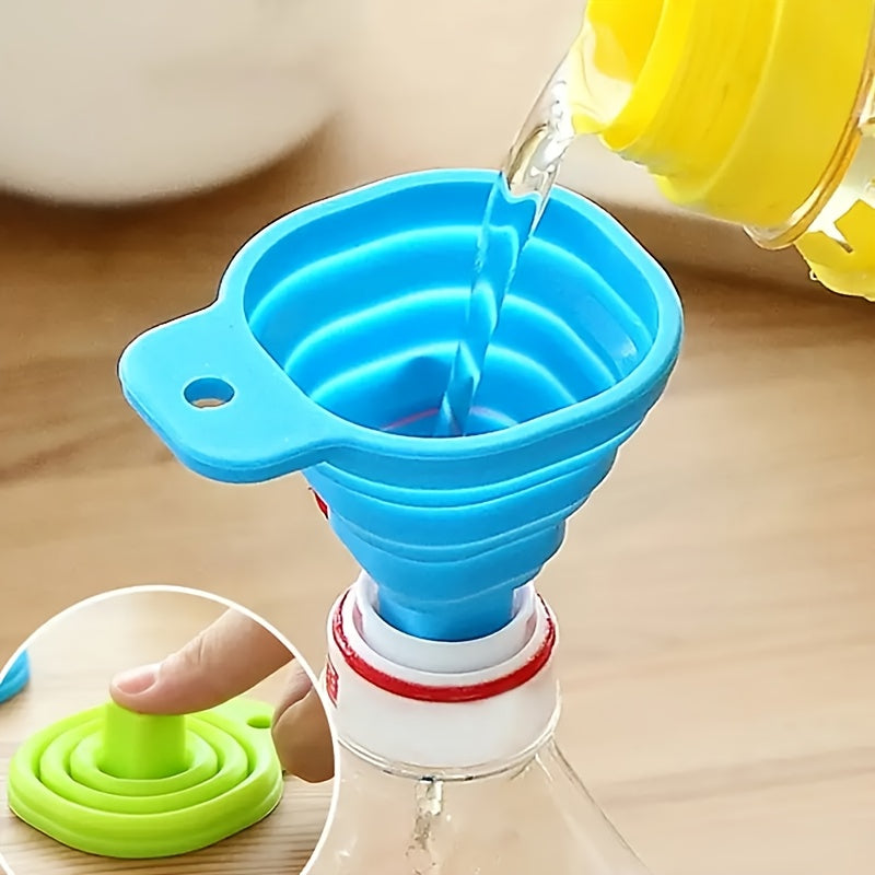 1pc, Rubber Collapsible Funnel for Water, Liquid, and Oil - Foldable Kitchen Gadget for Jam, Beans, and Bottles