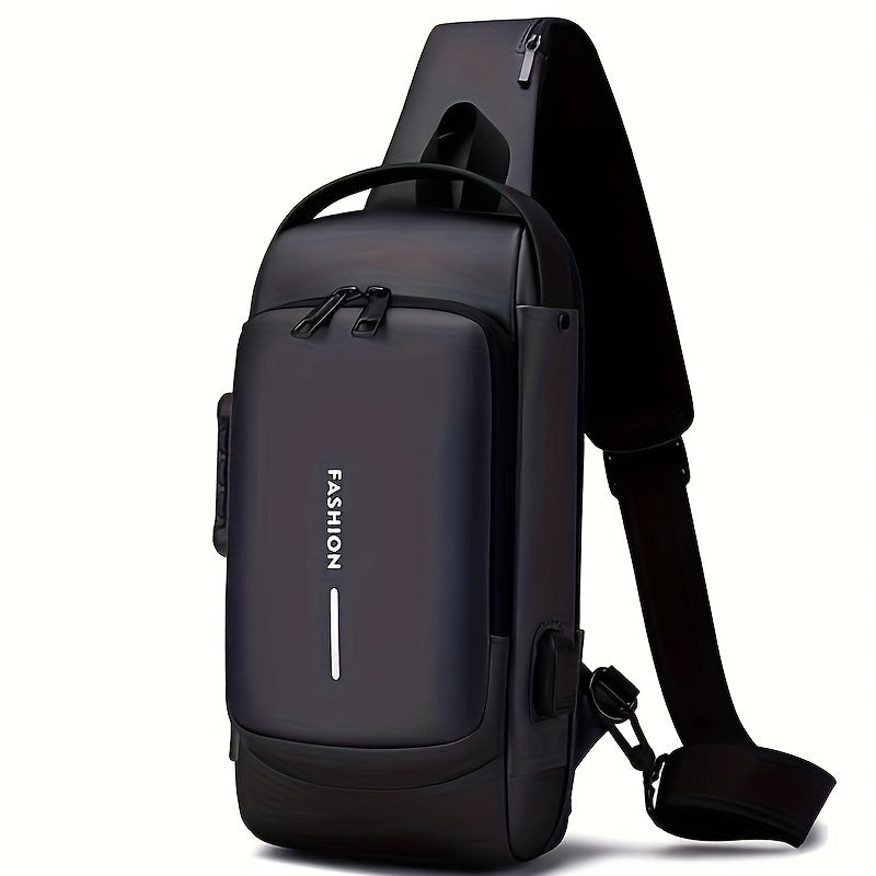 1pc New Password Lock Chest Bag, Travel Men's Multi Functional Leisure Going Out Motorcycle Large Capacity Backpack
