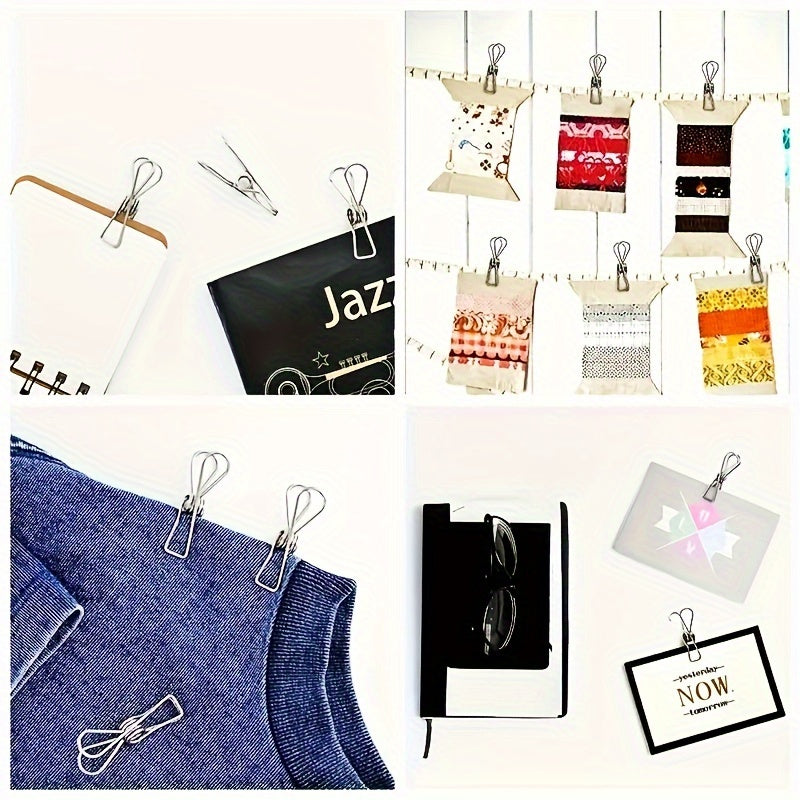 20pcs Stainless Steel Clothes Pins, Windproof Washing Line Clips, Household Socks Clip, Clothes Drying Small Clips, Multi-purpose Metal Utility Clips, For Laundry Home Kitchen Outdoor Travel Office