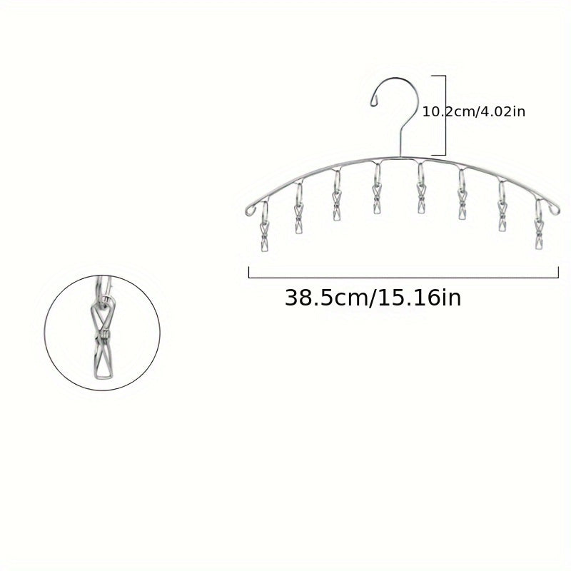 1pc Stainless Steel Hanger With Clothespins, Hat Organizer Laundry Rack, Hat Organizer Hanger, Drying Rack For Drying Socks, Bra, Underwear, Socks, Gloves