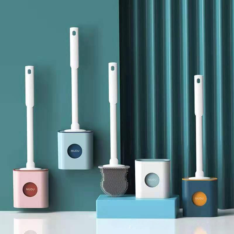 No Punch Wall Mounted Long Handle Silicone Toilet Brush