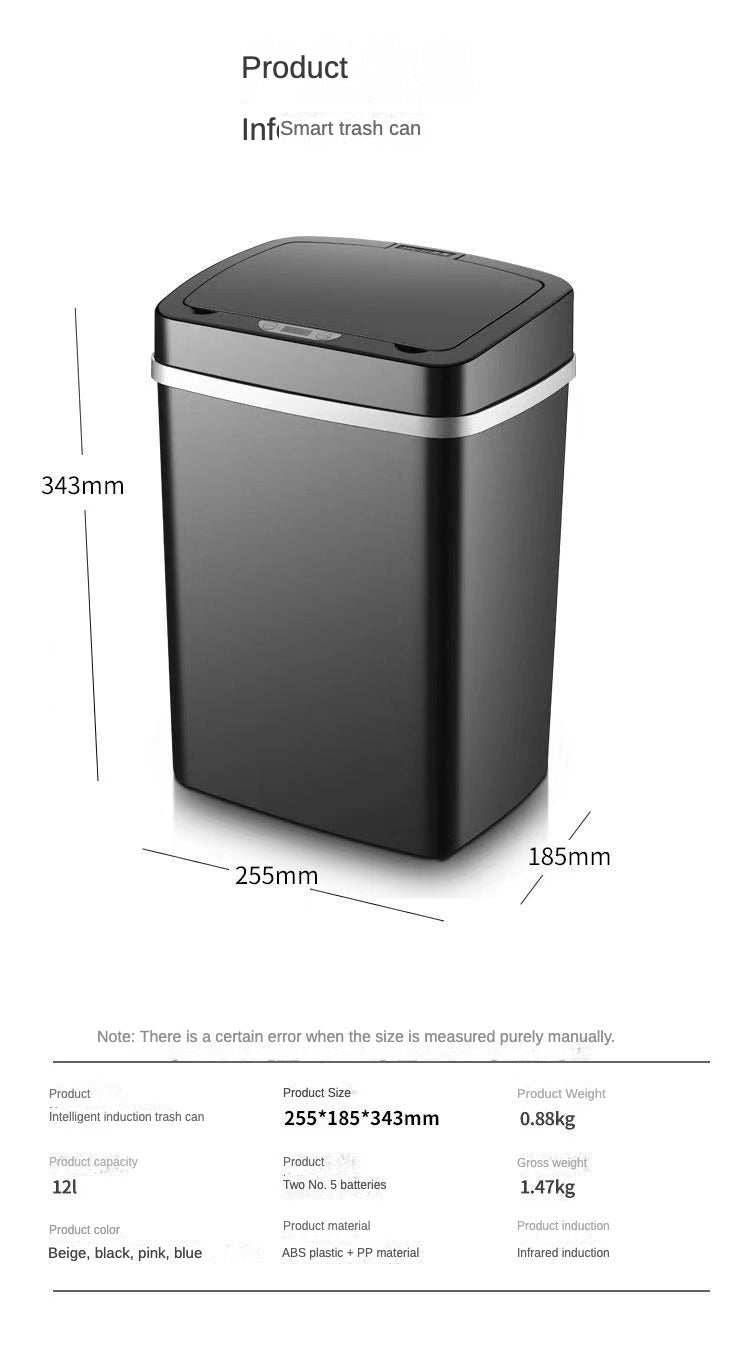 Smart trash can fully automatic electric induction pedal-free living room trash can with cover