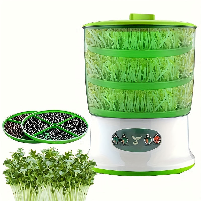 US Plug Fully Automatic Intelligent Household Mini Portable Bean Sprout Machine, Large Capacity Multifunctional Bean Sprout Vegetable Barrel Vegetable Machine, Self-Made Soybean Sprout, Mung Bean Sprout Bean Sprout Machine Produced Soybean Sprout Can