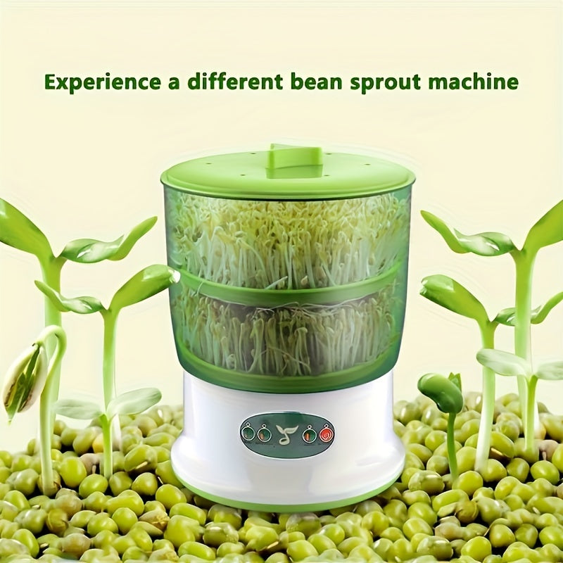 US Plug Fully Automatic Intelligent Household Mini Portable Bean Sprout Machine, Large Capacity Multifunctional Bean Sprout Vegetable Barrel Vegetable Machine, Self-Made Soybean Sprout, Mung Bean Sprout Bean Sprout Machine Produced Soybean Sprout Can