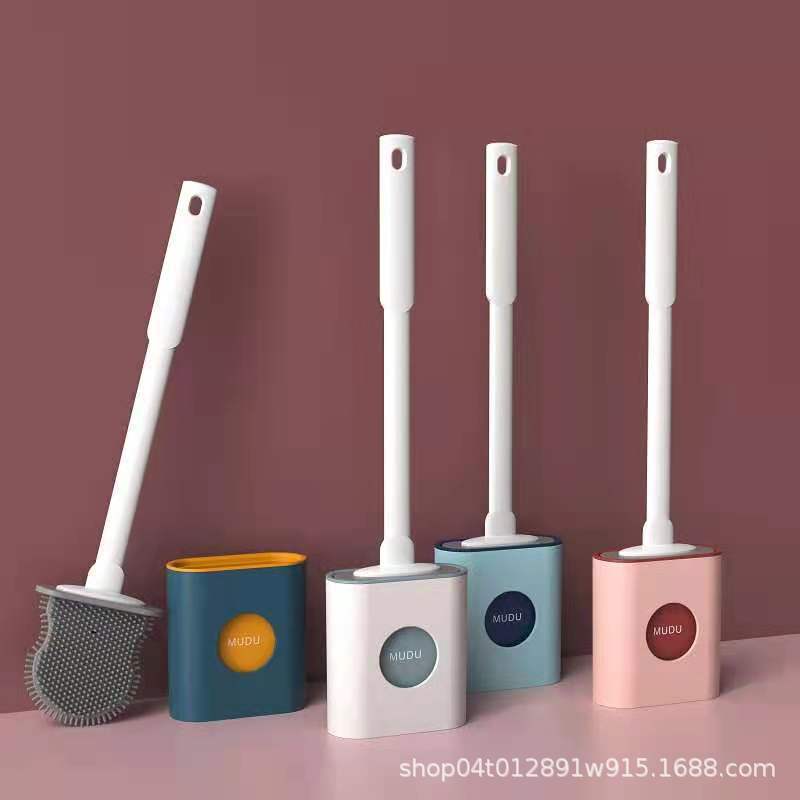 No Punch Wall Mounted Long Handle Silicone Toilet Brush