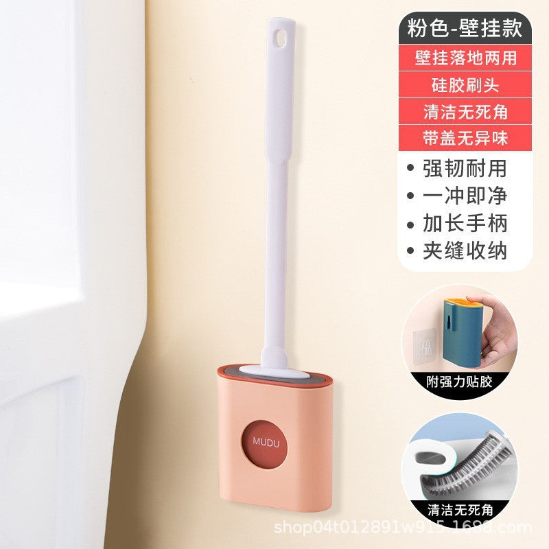 No Punch Wall Mounted Long Handle Silicone Toilet Brush