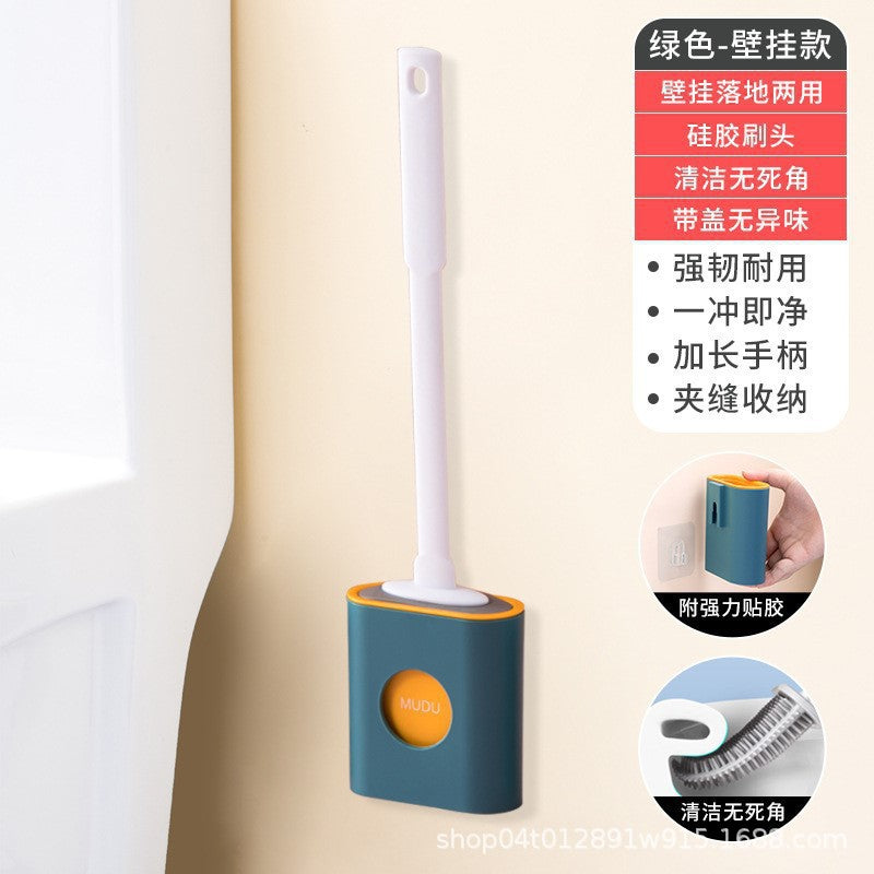 No Punch Wall Mounted Long Handle Silicone Toilet Brush