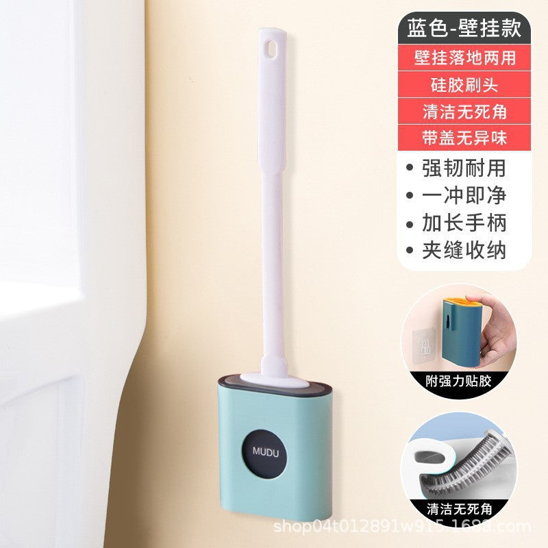 No Punch Wall Mounted Long Handle Silicone Toilet Brush