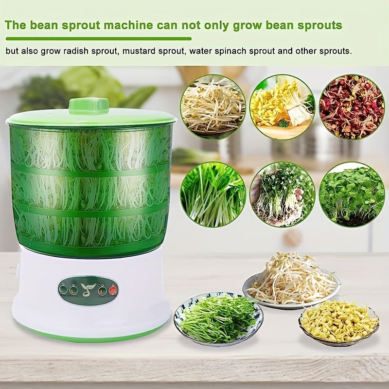 US Plug Fully Automatic Intelligent Household Mini Portable Bean Sprout Machine, Large Capacity Multifunctional Bean Sprout Vegetable Barrel Vegetable Machine, Self-Made Soybean Sprout, Mung Bean Sprout Bean Sprout Machine Produced Soybean Sprout Can