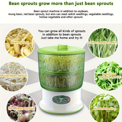 US Plug Fully Automatic Intelligent Household Mini Portable Bean Sprout Machine, Large Capacity Multifunctional Bean Sprout Vegetable Barrel Vegetable Machine, Self-Made Soybean Sprout, Mung Bean Sprout Bean Sprout Machine Produced Soybean Sprout Can