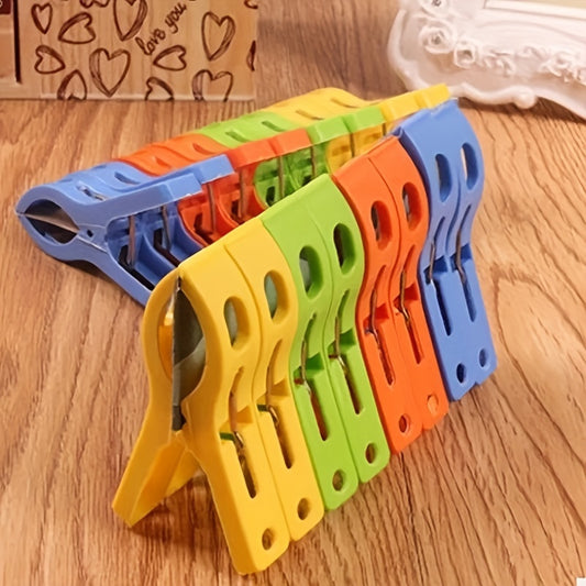 8pcs Large Plastic Clothes Clip, Hanger Clips, Windproof Beach Towel Clip, Clothes Pegs, Powerful Spring Clamp