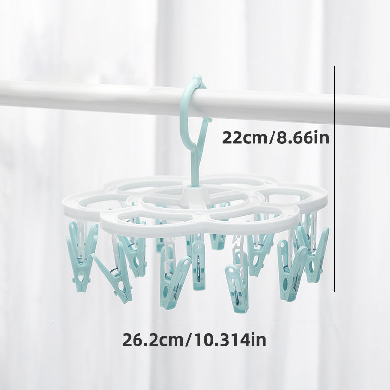 1pc Sun-Cured Clothes Hanger with 16 Clothespins for Easy Drying and Organization - Durable Plastic Design for Socks, Bras, and Underwear