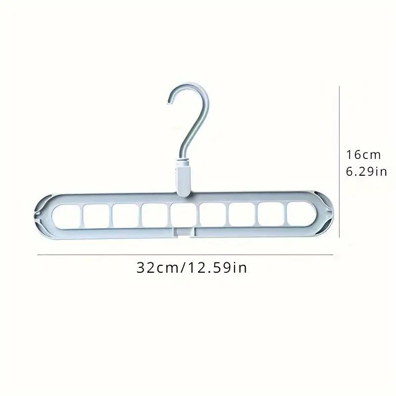 1pc Nine-hole Hanger, Multi-functional Household Clothes Hanger, Dormitory Folding Rotating Magic Drying Rack To Save Bedroom Storage Space, Random Color