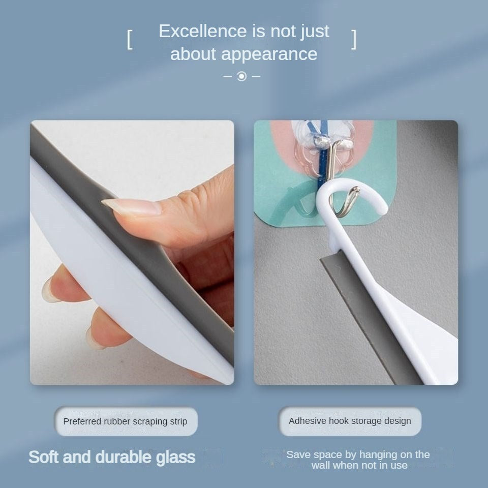 Mini countertop wiper silicone blade glass wiper cleaning brush plate bathroom glass mirror defogging scraper