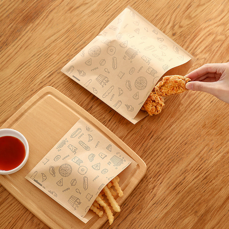 FaSoLa Greaseproof Paper Bag, Kraft Paper Bag, Food Packaging Bag, Disposable Packaging