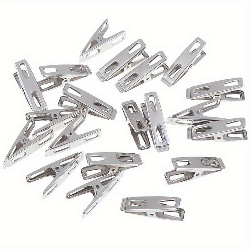 20pcs Stainless Steel Clothespins, Binder Clips, Heavy Duty Clothes Pins, Metal Clip Set, Metal Clothes Clips For Clothes Sock Food Sealing Photos