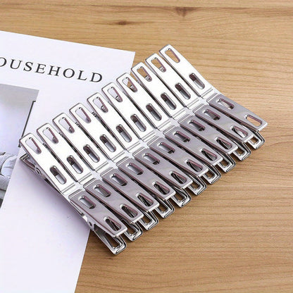 20pcs Stainless Steel Clothespins, Binder Clips, Heavy Duty Clothes Pins, Metal Clip Set, Metal Clothes Clips For Clothes Sock Food Sealing Photos