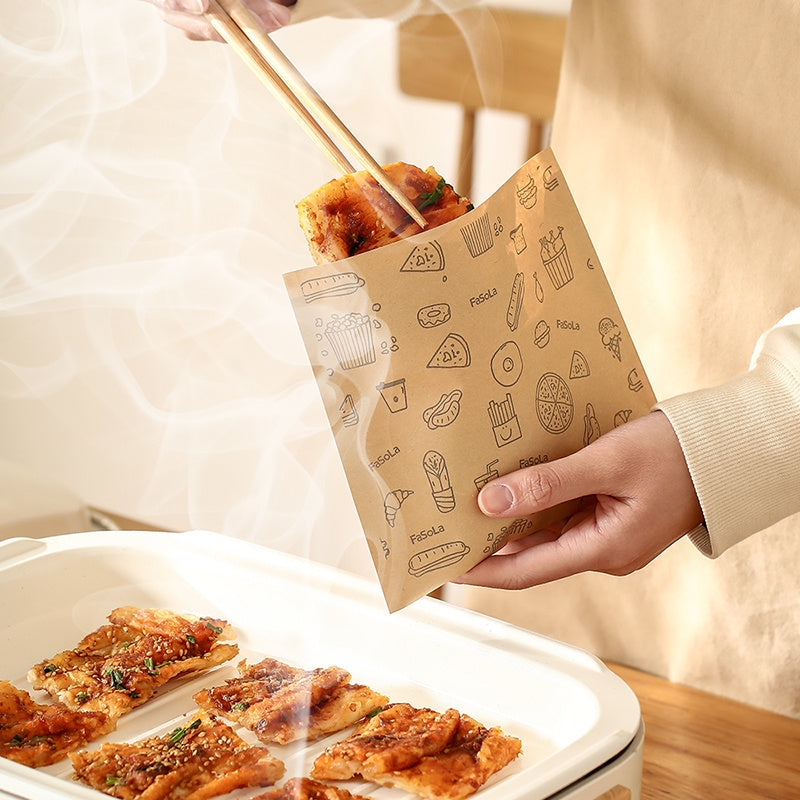 FaSoLa Greaseproof Paper Bag, Kraft Paper Bag, Food Packaging Bag, Disposable Packaging