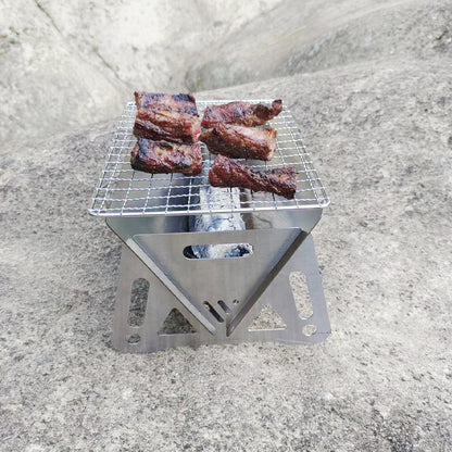 Stainless steel folding barbecue stove, portable charcoal stove
