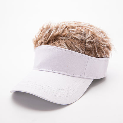 hair sun visor cap, Novelty Spiked Hair Visor Sun ,Golf Cap Fake Wig Peaked Adjustable Baseball Hat,