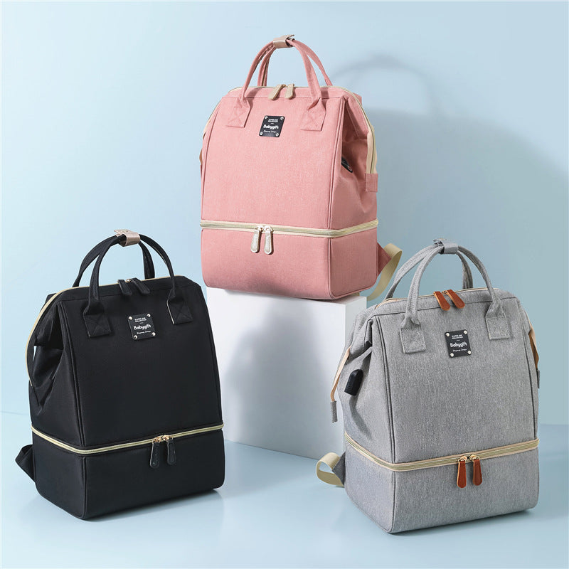 Mommy Bag,Double-layer wet and dry separation mother and baby bag.Shoulder Handbag,Mommy Outdoor Breastfeeding Bag