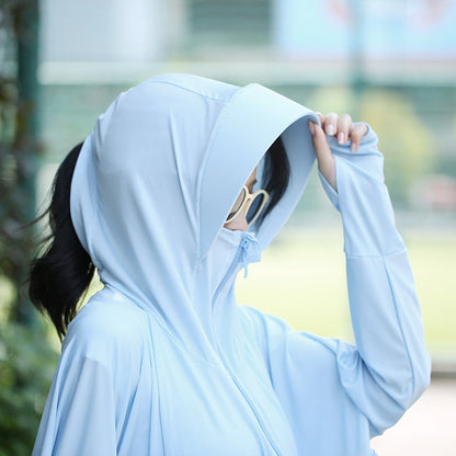 Women's Anti-UV Shirt Hooded Sun Protection Shawl with Mask