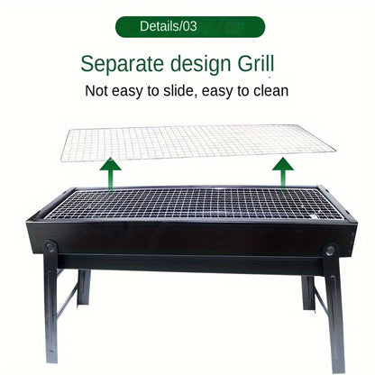 1pc, Charcoal Grill, Portable Barbecue Grill, Folding Outdoor Stove, Camping Folding Grill Stove, Portable Stainless Steel BBQ Charcoal Stove, Barbecue Grill For Cooking Outdoor Picnic, BBQ Accessories, Grill Accessories