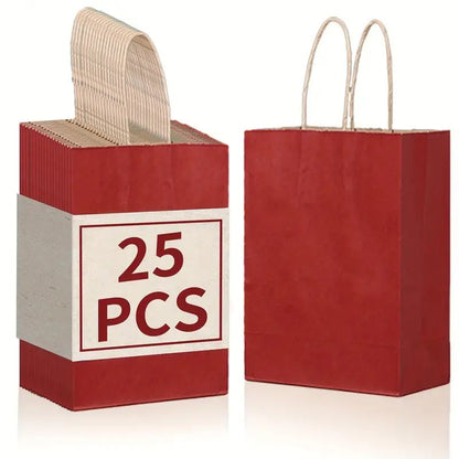 8/12/25/50/100pcs, Christmas New Year Halloween Wine Red Gift Bag, Kraft Paper Material With Tote, 6.3*3.15*8.26 Inches, Wedding Tote Bag, Birthday Gift Bag, More Suitable For Various Festival Party Gift Bags, Shopping Bag, Party Bag, Party Gift Bag