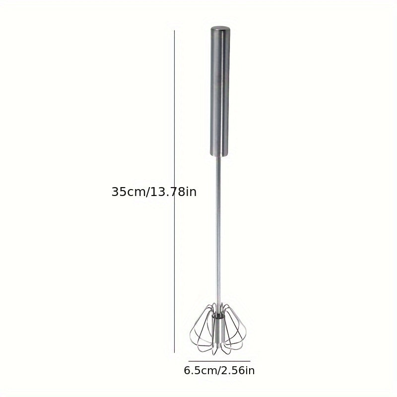 1pc, Stainless Steel Semi Automatic Egg Whisk - Kitchen Gadget for Blending, Whisking, Beating, and Stirring