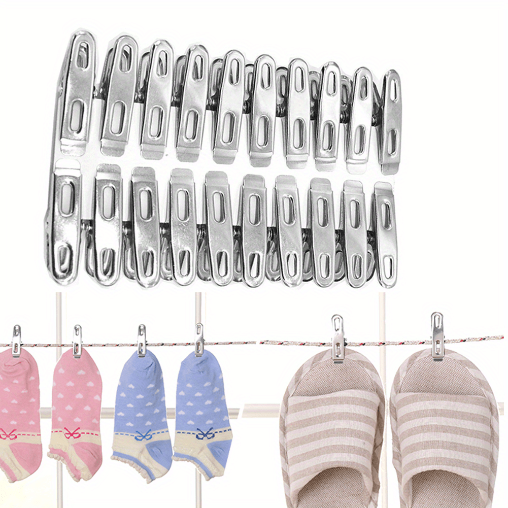 20pcs Stainless Steel Clothespins, Binder Clips, Heavy Duty Clothes Pins, Metal Clip Set, Metal Clothes Clips For Clothes Sock Food Sealing Photos