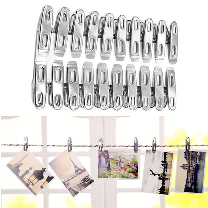 20pcs Stainless Steel Clothespins, Binder Clips, Heavy Duty Clothes Pins, Metal Clip Set, Metal Clothes Clips For Clothes Sock Food Sealing Photos