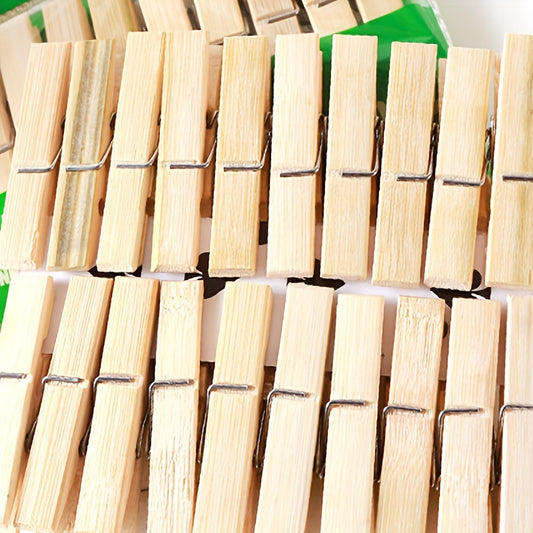 20pcs Bamboo Small Clips, Household Clothes Pegs, Socks And Underwear Drying Clips, Multi-use Bamboo Drying Clips, Drying Clothes Windproof Clip