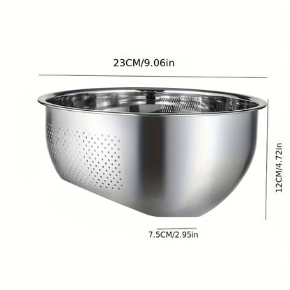 1pc, Rice Washing Drain Basket, Rice Washing Filter Basket, Rice Washing Sieve, Stainless Steel Rice Colander, Household Rice Washing Basket, Vegetable Washing Basket For Food Fruit Pasta Noodles Salads, Kitchen Utensils, Back To School Supplies