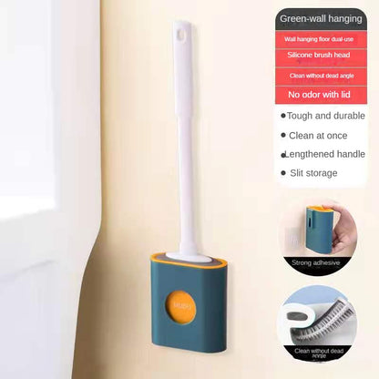No Punch Wall Mounted Long Handle Silicone Toilet Brush