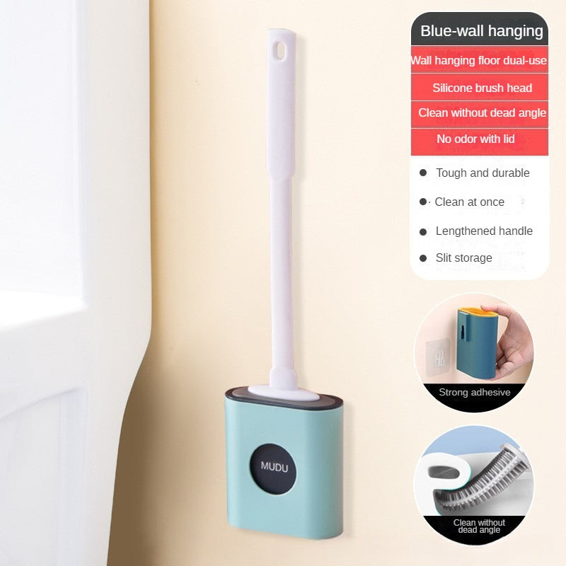 No Punch Wall Mounted Long Handle Silicone Toilet Brush